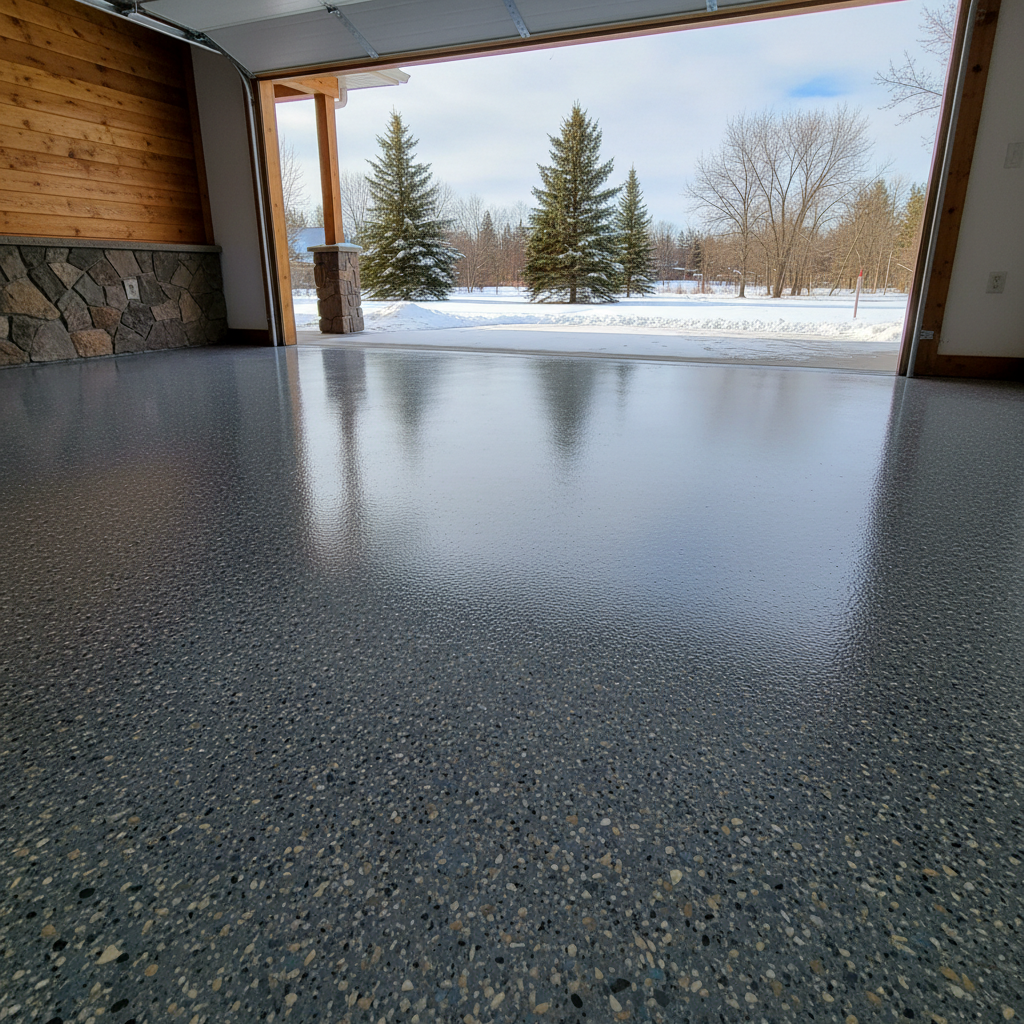 Completed residential floor coatings work at a residential property in Cloquet, MN