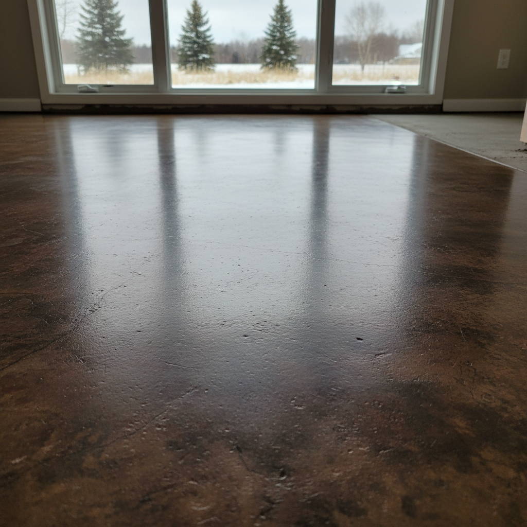 Completed concrete staining work at a residential property in Hermantown, MN