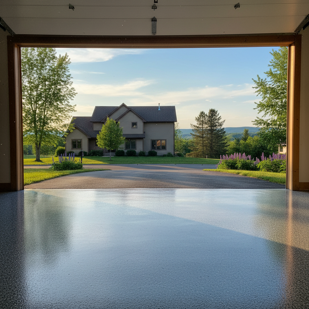Completed epoxy floor coatings work at a residential property in Hermantown, MN