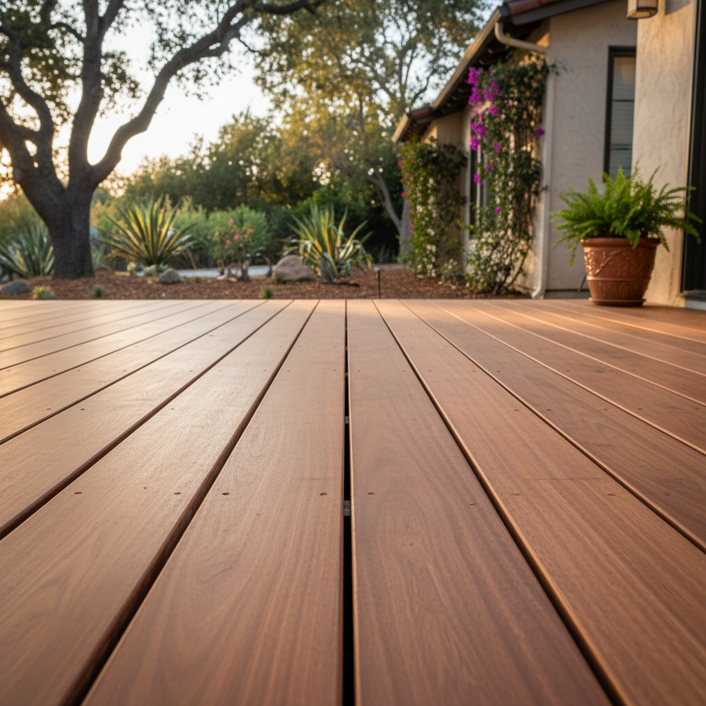 Completed deck construction work at a residential property in Pasadena, CA