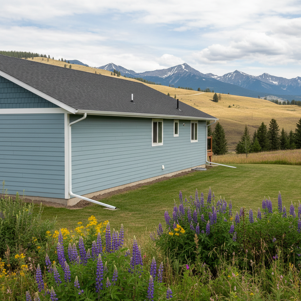 Completed seamless gutter installation work at a residential property in Polson, MT