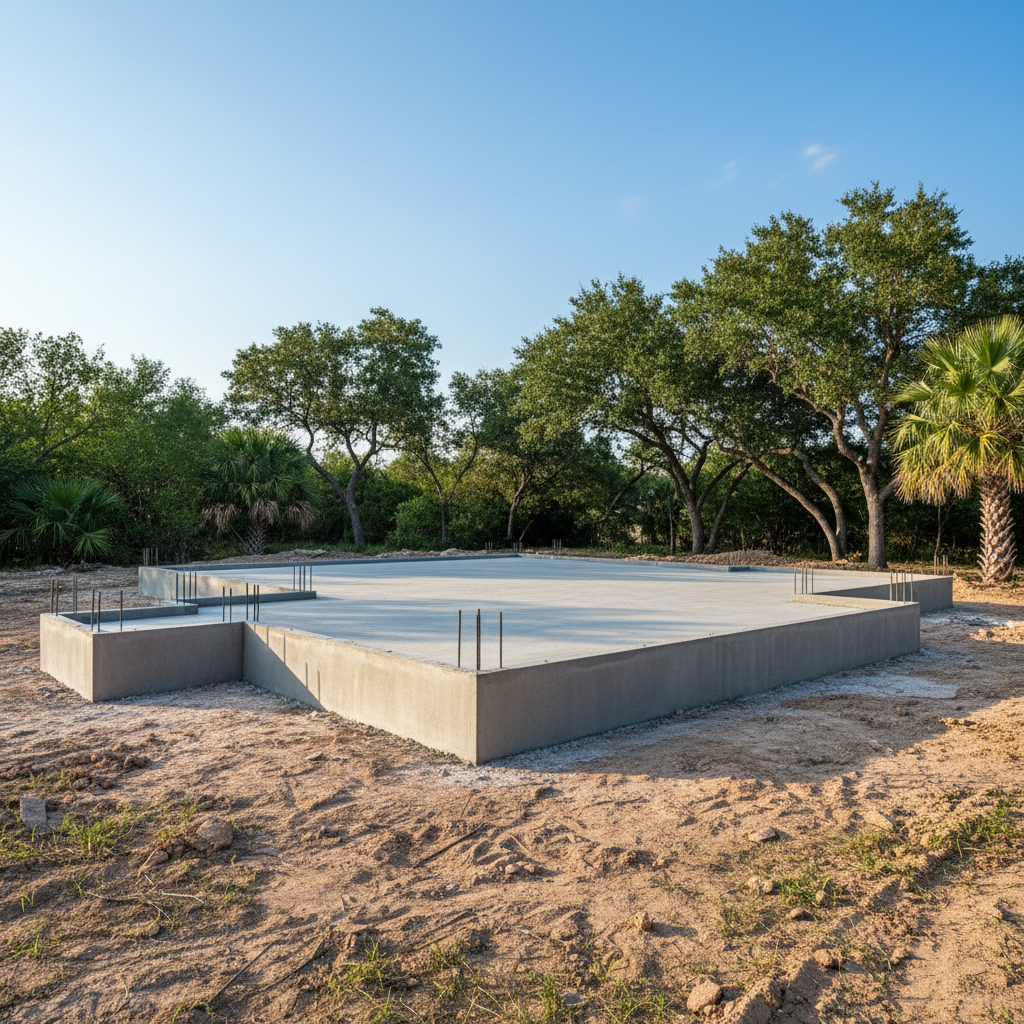 Completed concrete foundations work at a residential property in Corpus Christi, TX