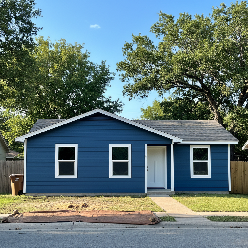 Completed siding removal work at a residential property in Austin, TX