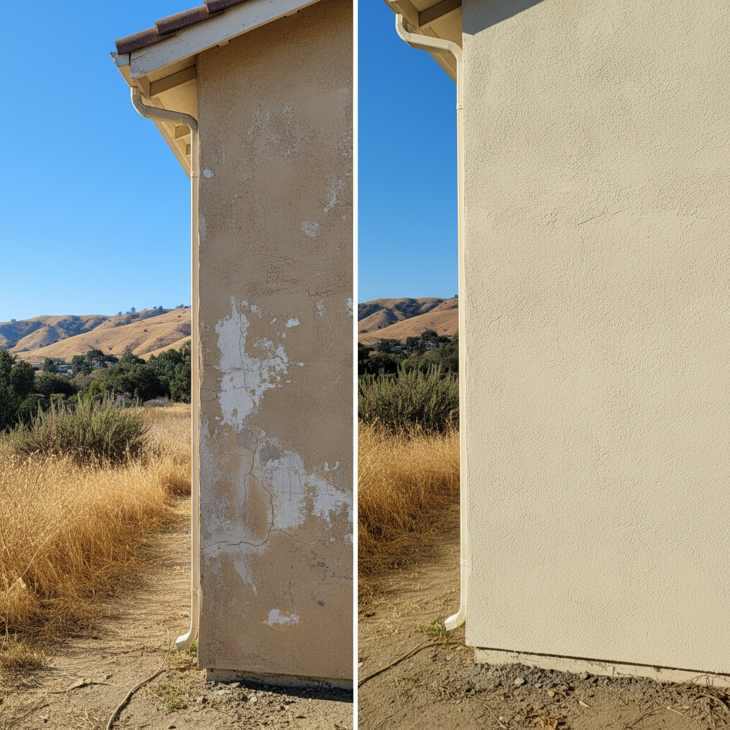 Completed stucco replacement work at a residential property in Sunnyvale, CA
