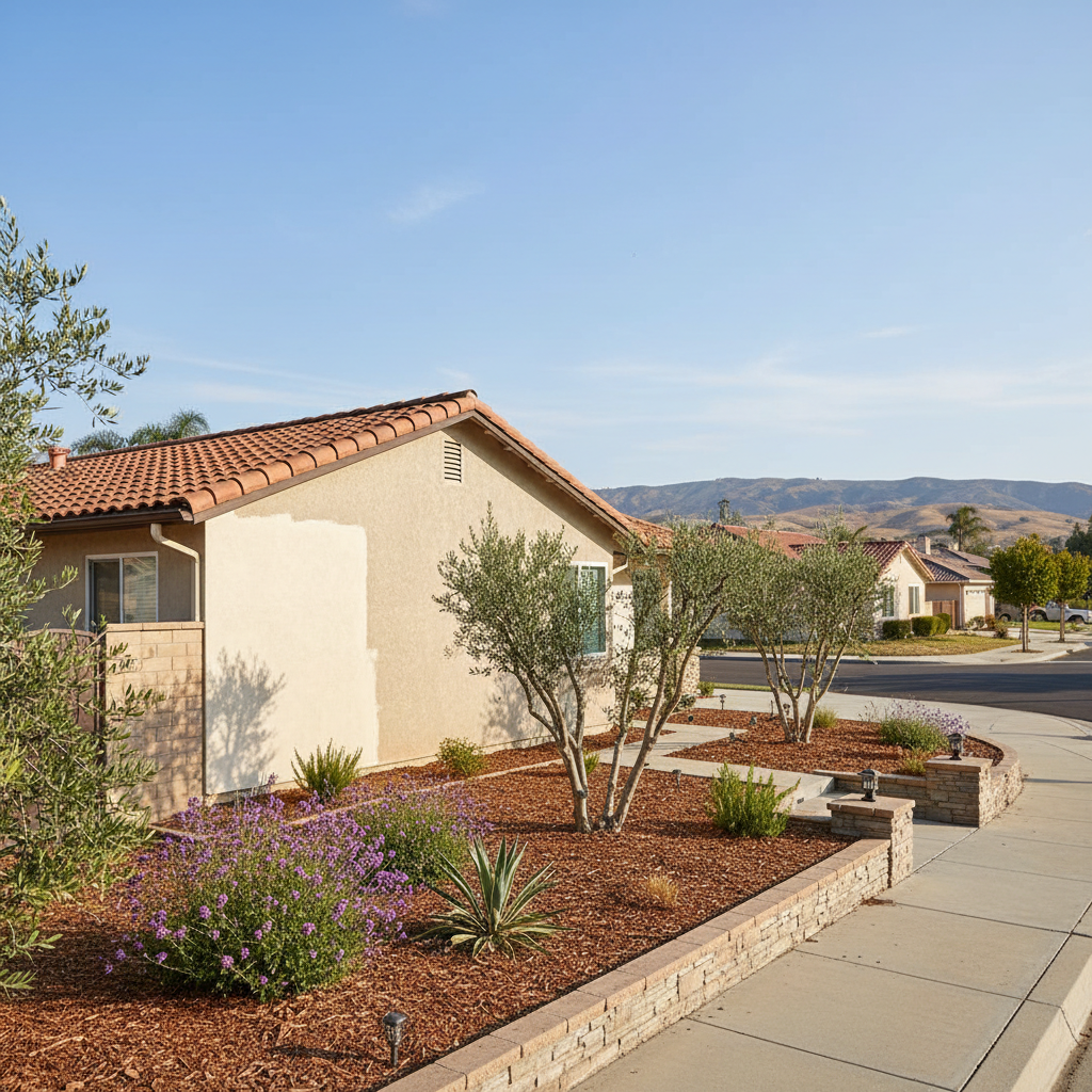 Completed stucco repair work at a residential property in Murrieta, CA