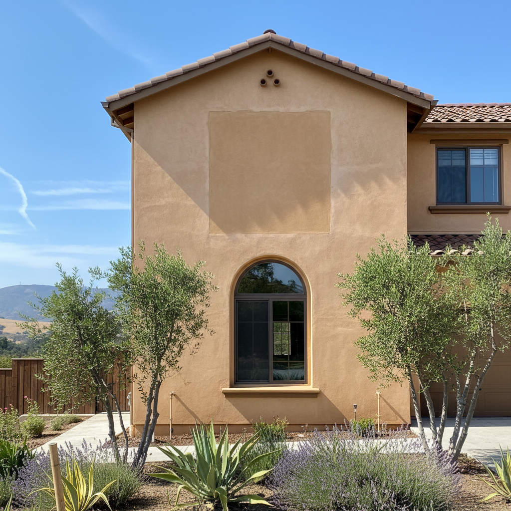 Completed stucco repair work at a residential property in Sunnyvale, CA