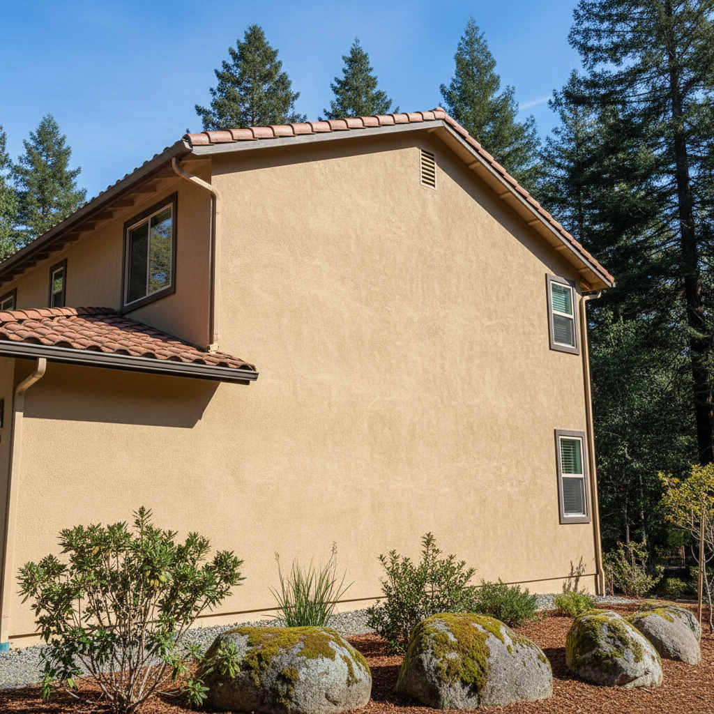 Completed stucco painting work at a residential property in Felton, CA