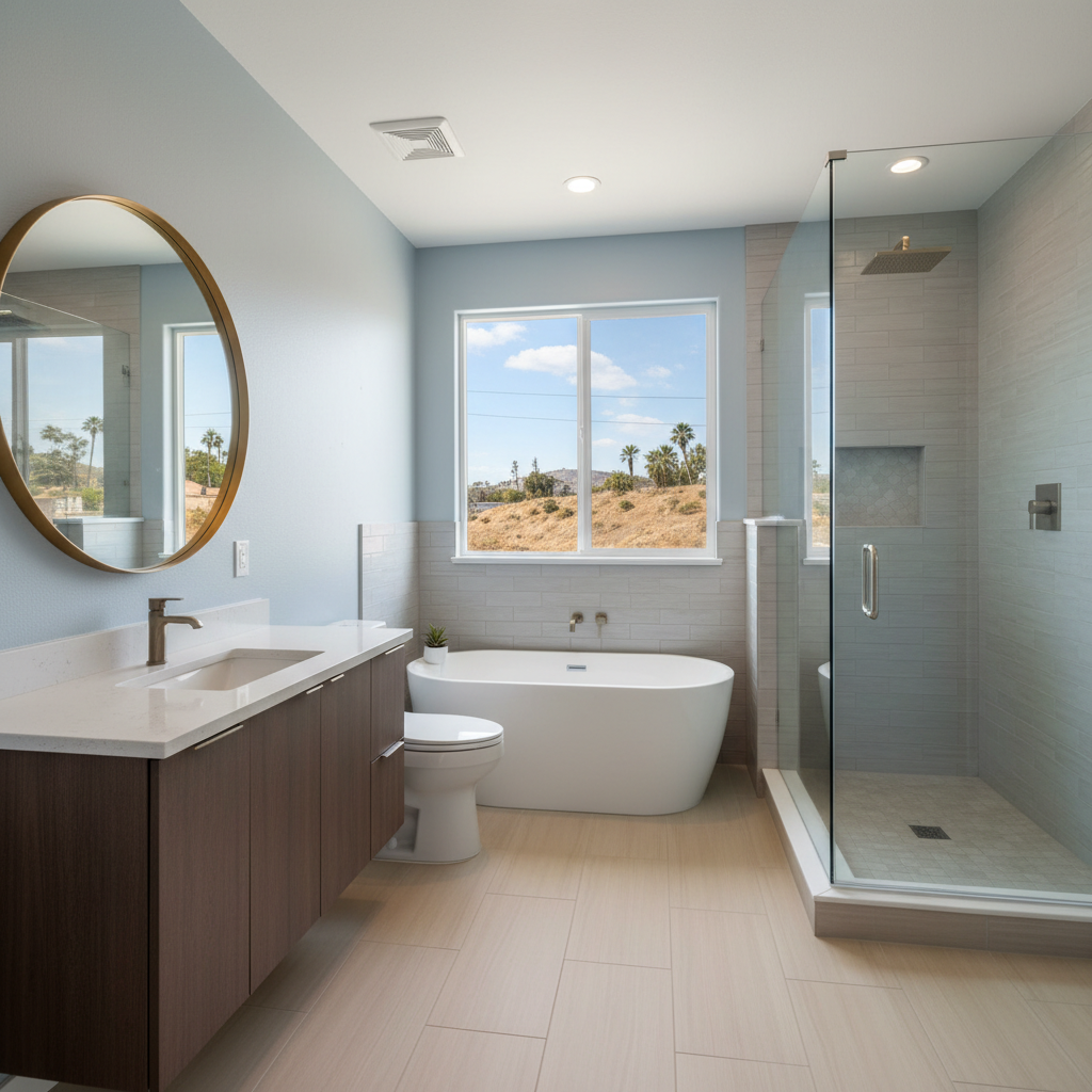 Completed bathroom remodel work at a residential property in Bell, CA