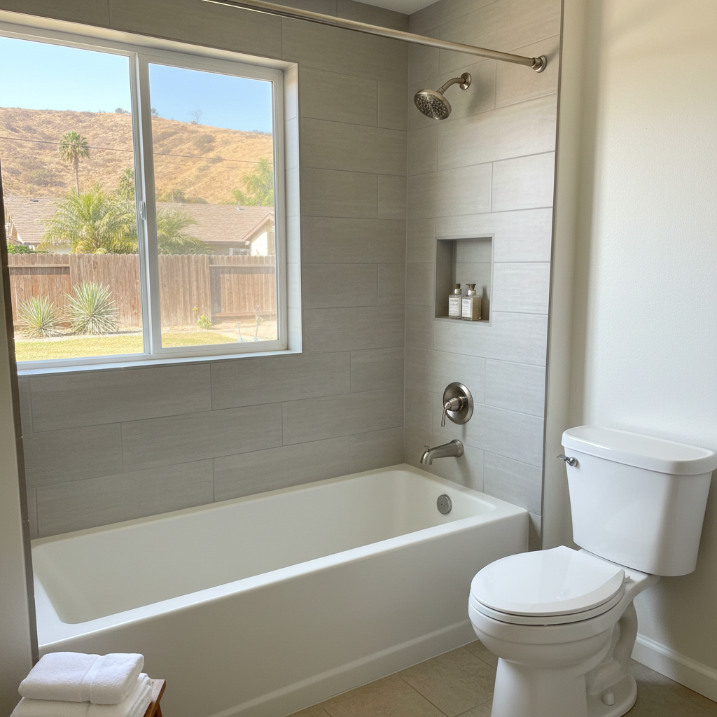Completed bathtub replacement work at a residential property in Bell Gardens, CA