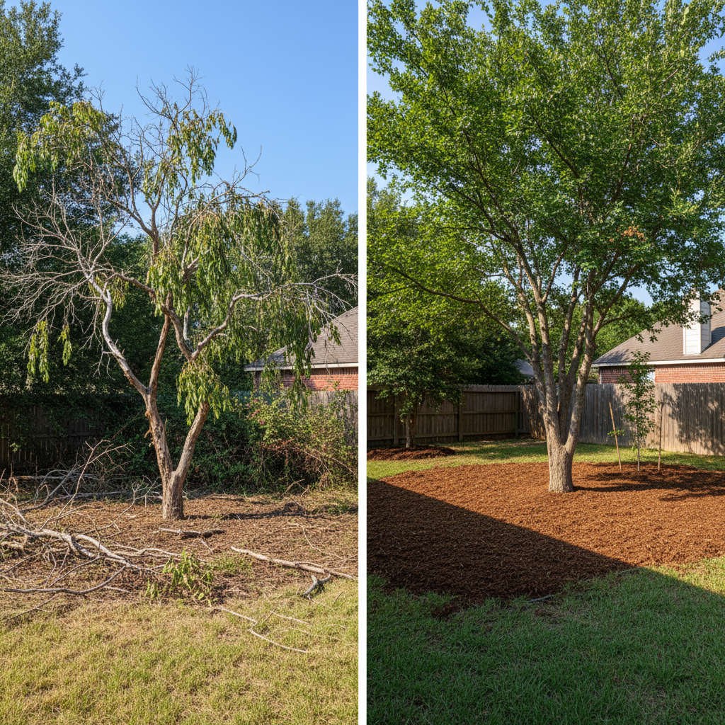 Completed tree health & care work at a residential property in Lake Jackson, TX