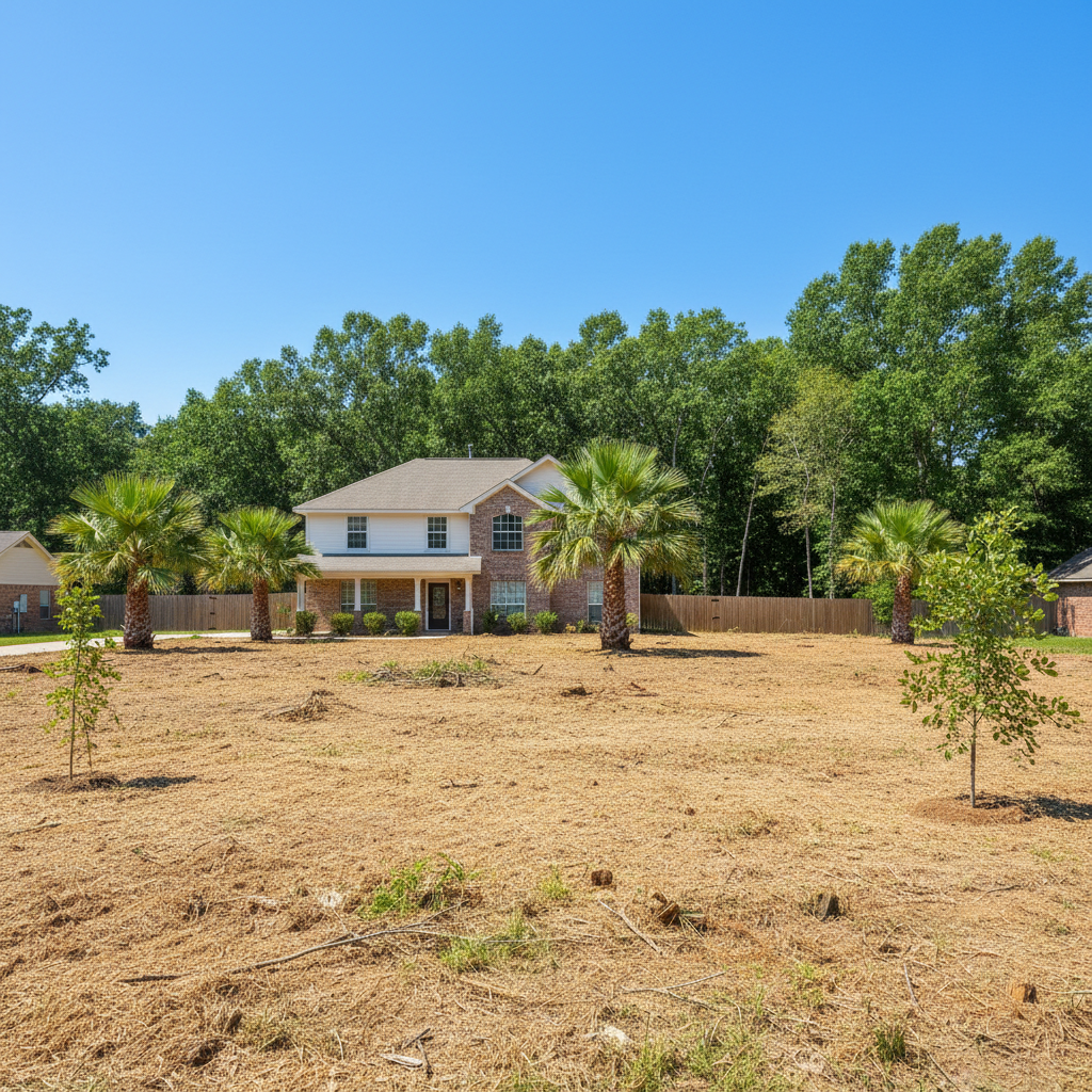 Completed lot clearing work at a residential property in Lake Jackson, TX