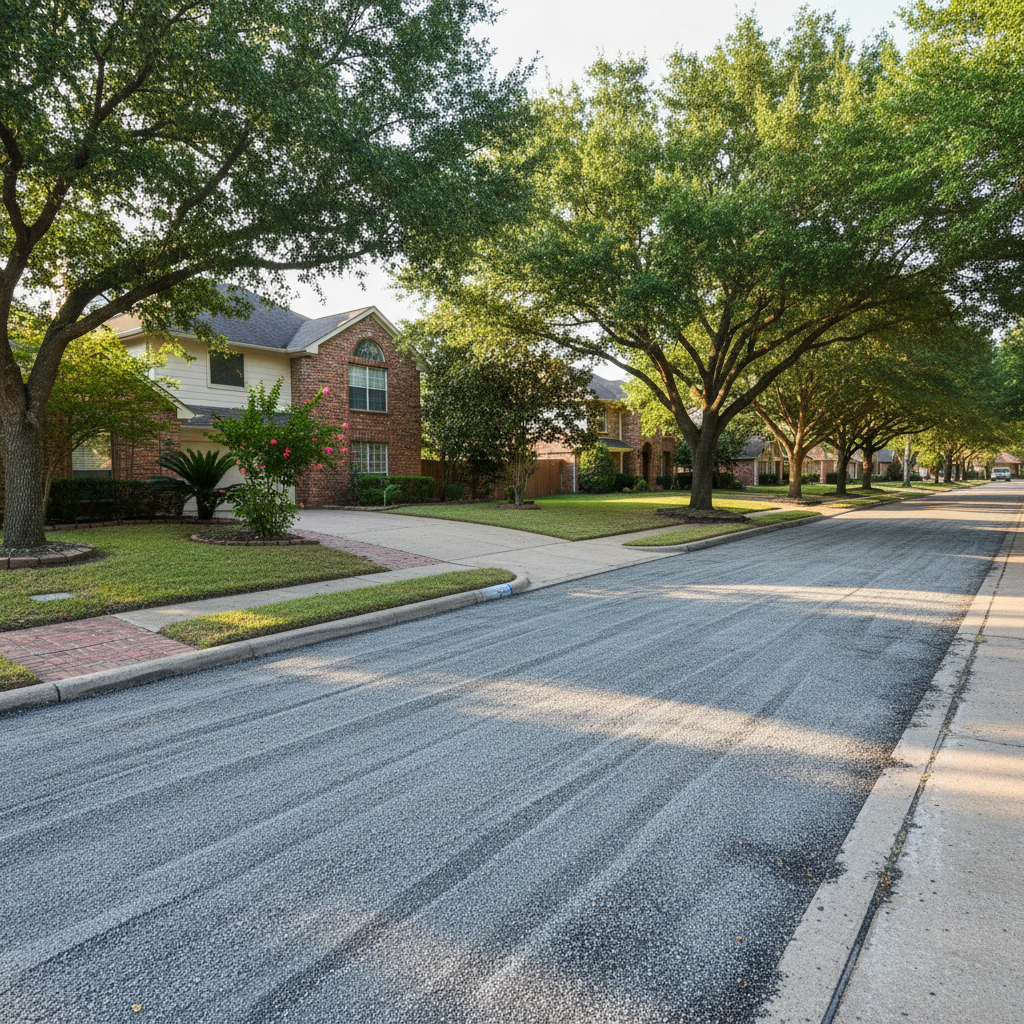 Completed asphalt milling work at a residential property in Houston, TX