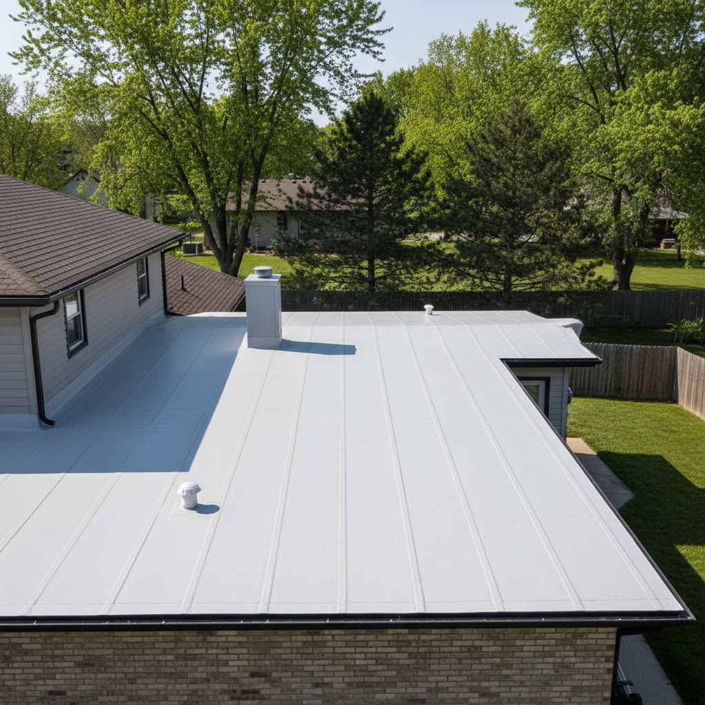 Completed commercial tpo roofing work at a residential property in Bellevue, NE