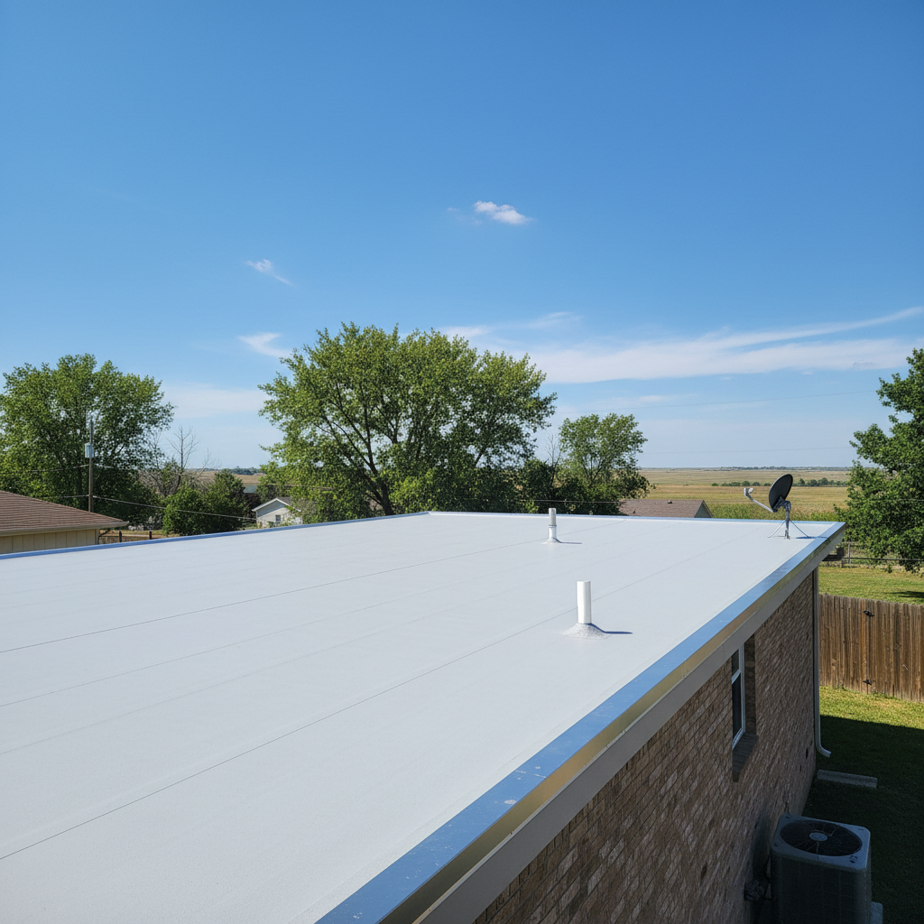 Completed flat roofing work at a residential property in Hastings, NE