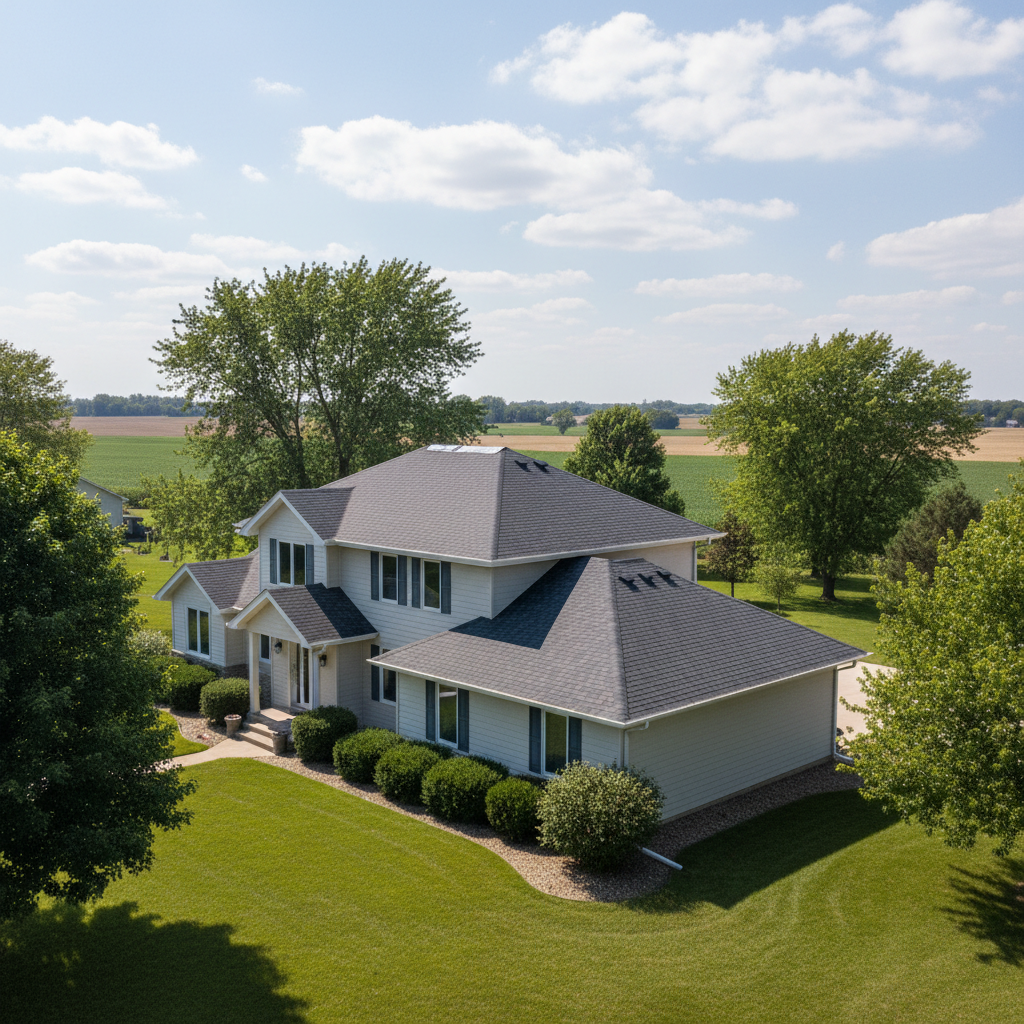 Completed storm damage repair work at a residential property in Columbus, NE