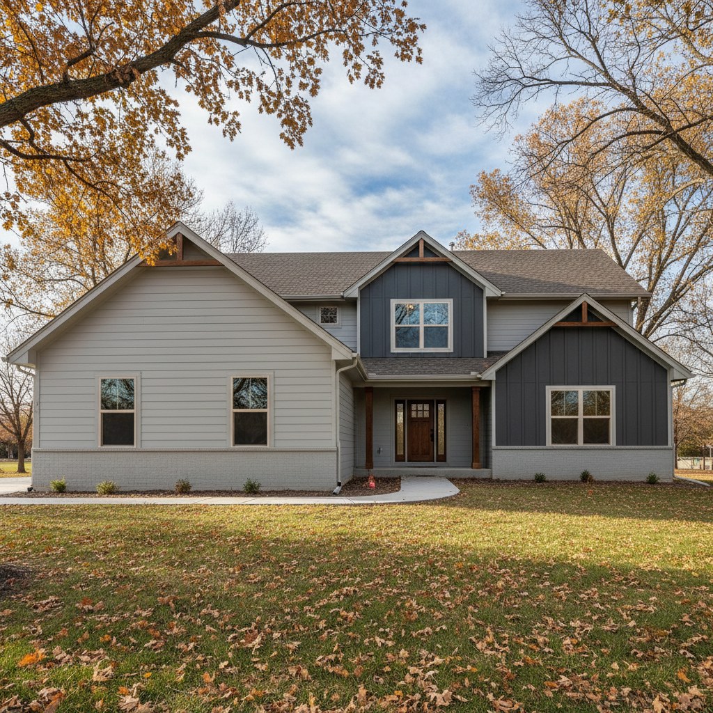 Completed cement siding work at a residential property in Grand Island, NE