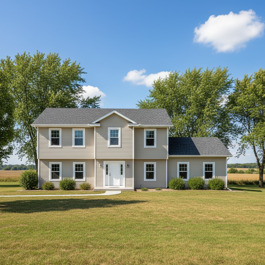 Completed vinyl siding installation work at a residential property in Columbus, NE