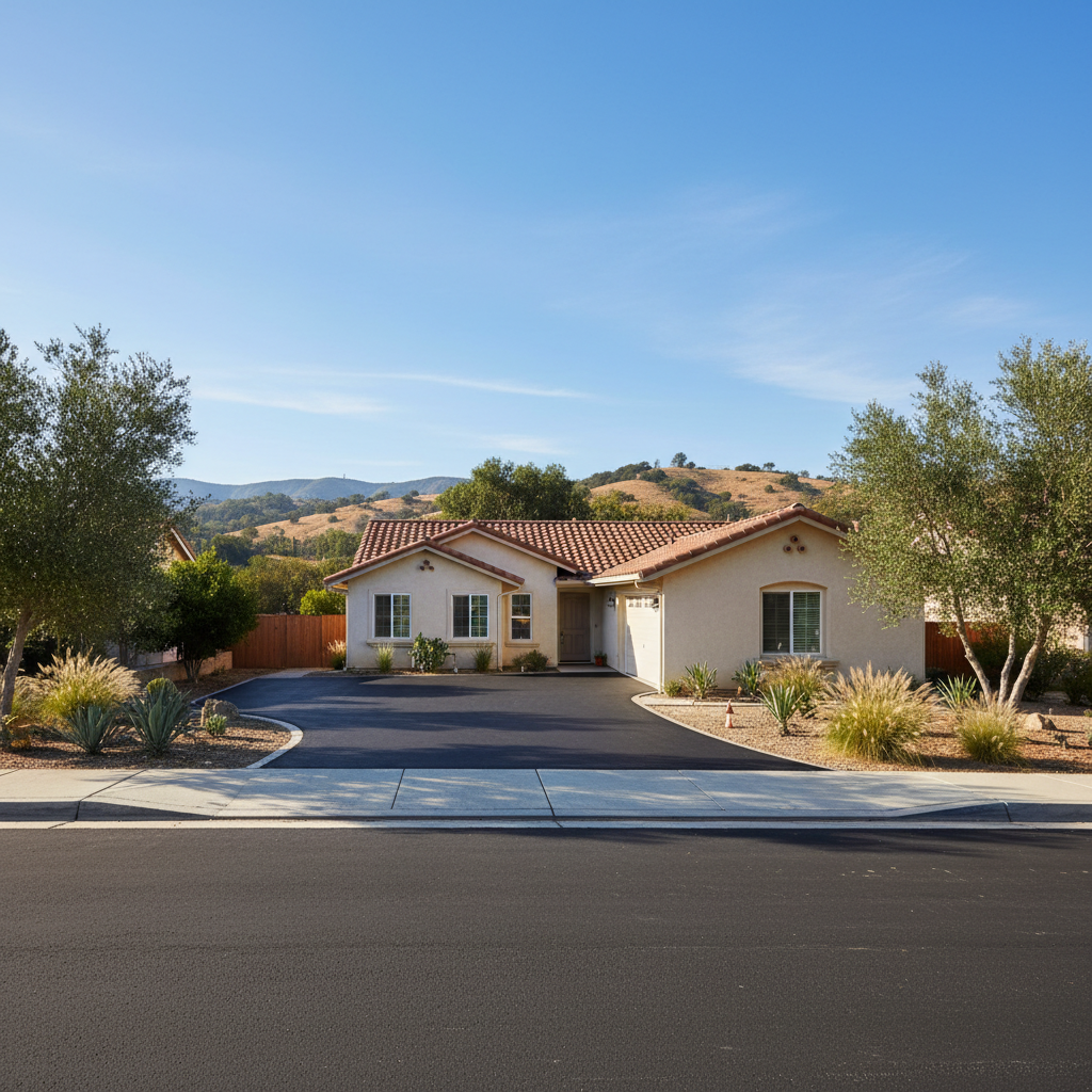 Completed residential asphalt work at a residential property in Orange, CA