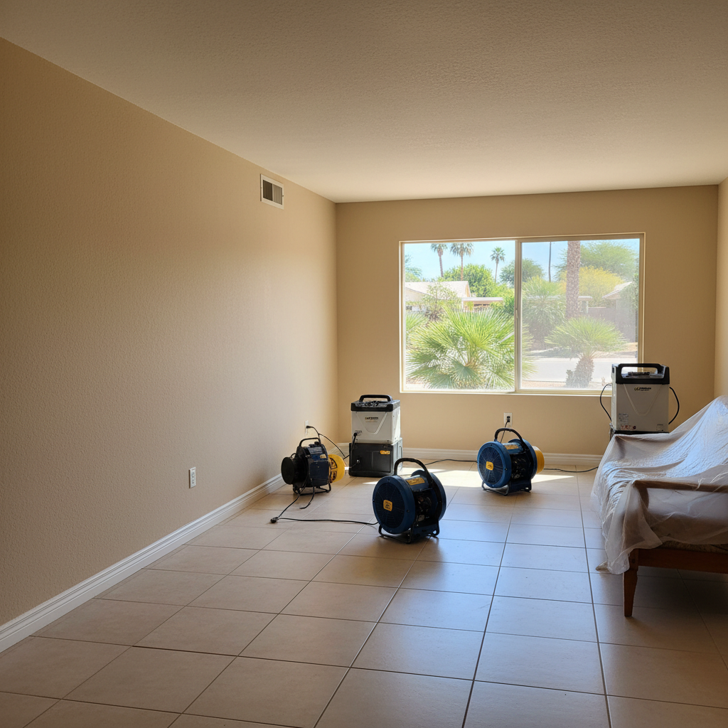 Completed structural drying work at a residential property in Sun City West, AZ