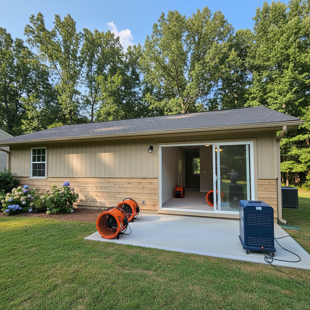 Completed emergency water cleanup work at a residential property in Mableton, GA