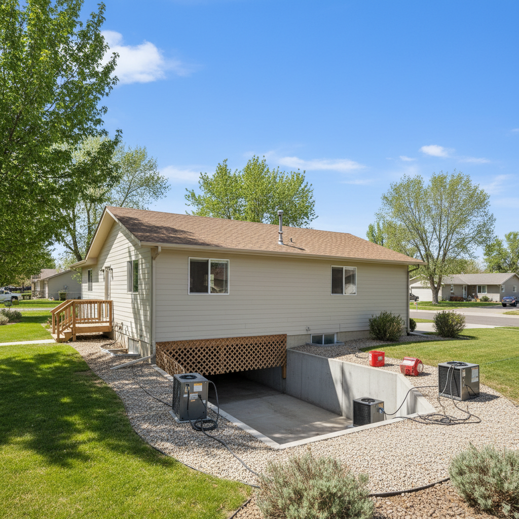 Completed crawl space water removal work at a residential property in Nampa, ID