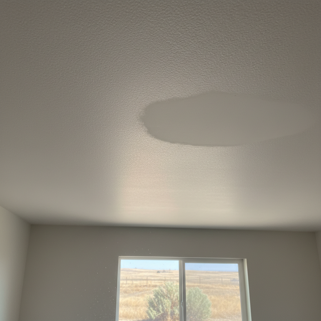 Completed ceiling water damage repair work at a residential property in Notus, ID