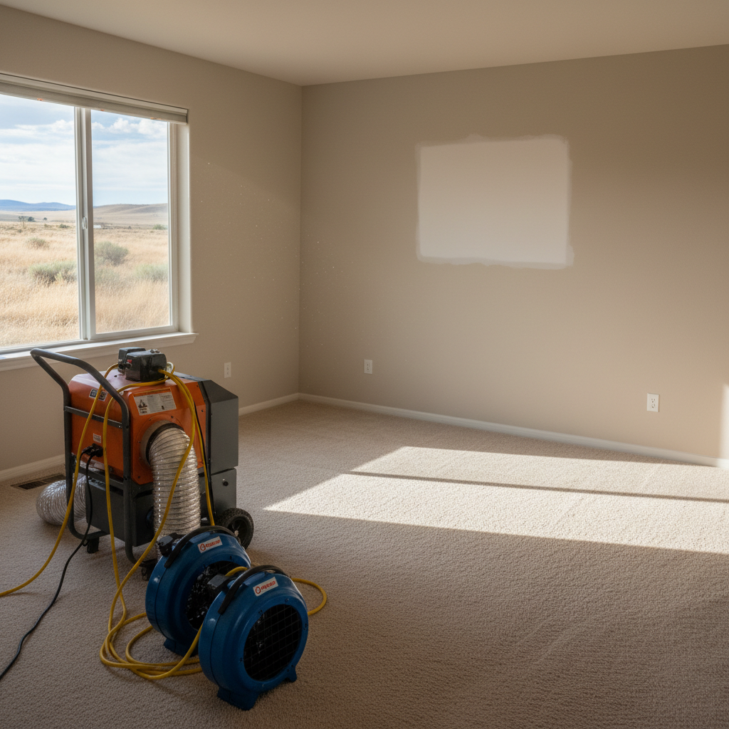 Completed dehumidification services work at a residential property in Wilder, ID