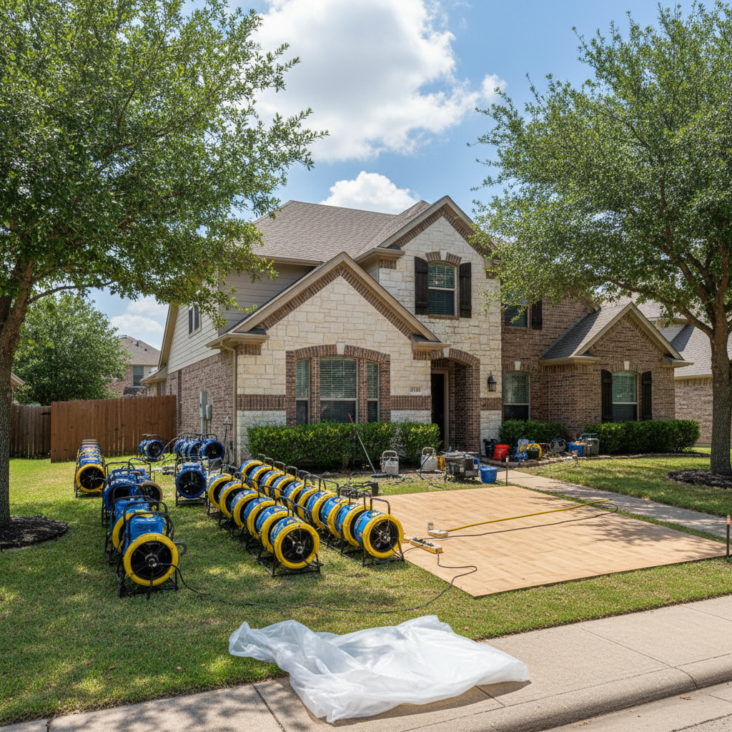 Completed water extraction services work at a residential property in Addison, TX