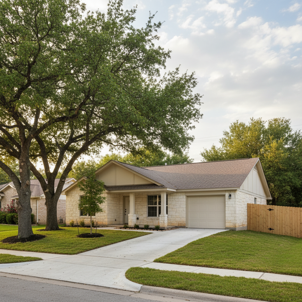 Completed water damage restoration work at a residential property in Austin, TX