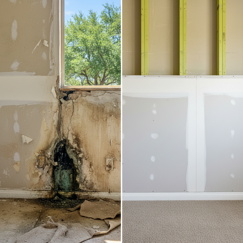 Completed water damage-related mold removal work at a residential property in Converse, TX