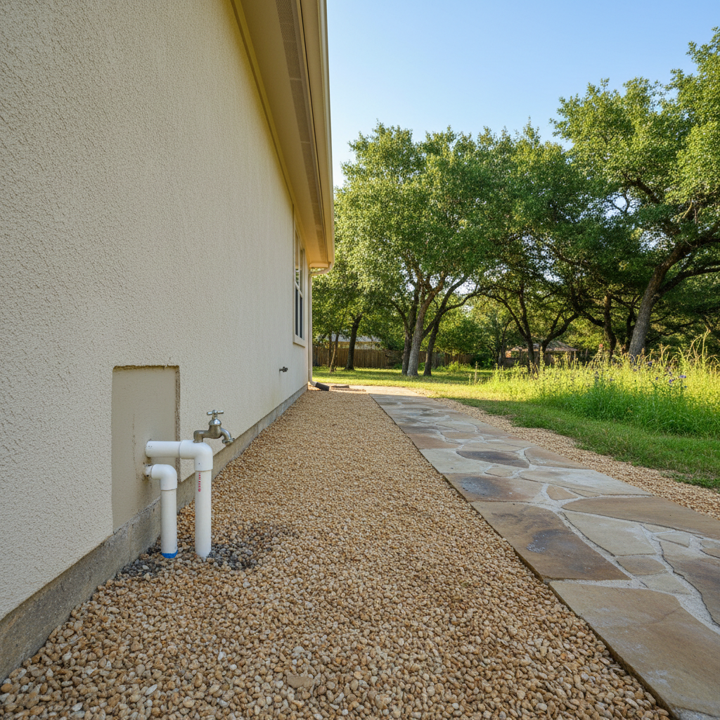 Completed burst pipe repair and cleanup work at a residential property in Driftwood, TX