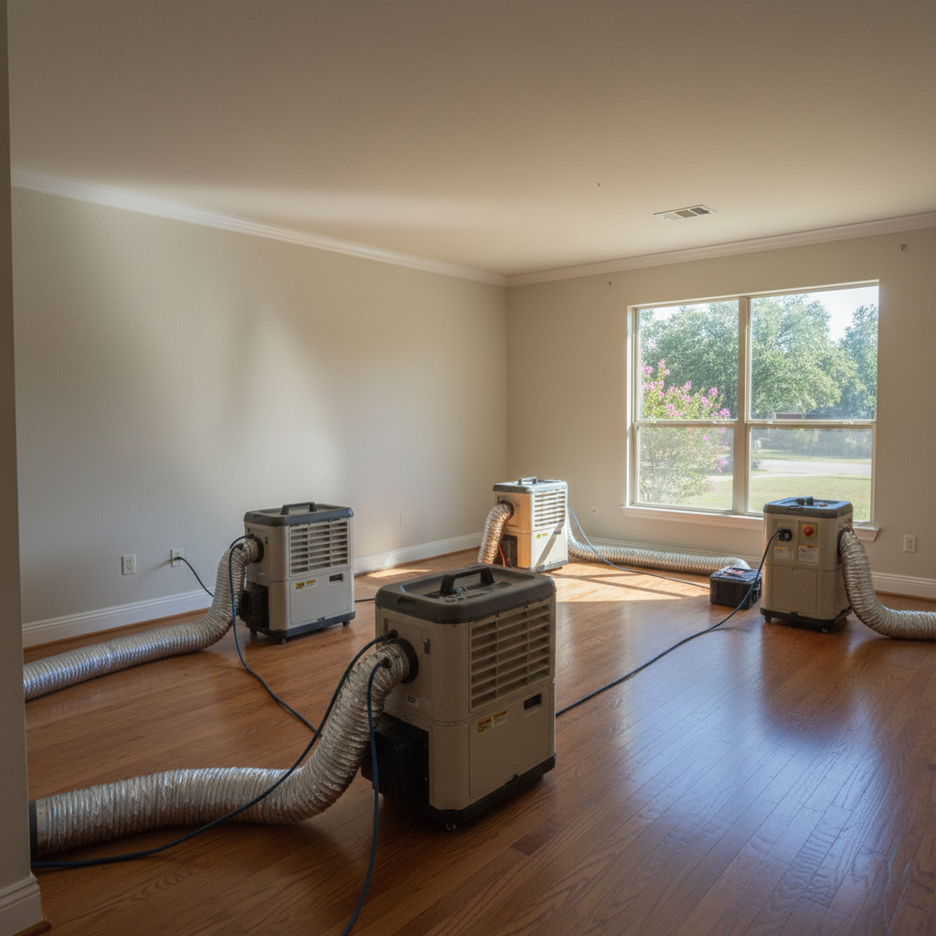 Completed structural drying work at a residential property in Saint Hedwig, TX
