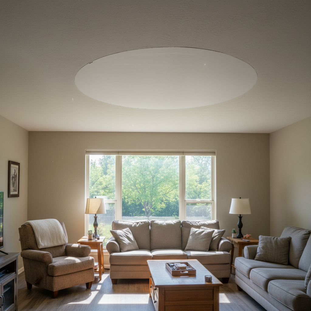 Completed ceiling water damage repair work at a residential property in Van Alstyne, TX