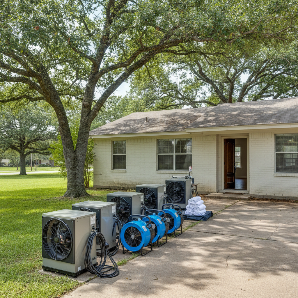 Completed dehumidification services work at a residential property in Whitewright, TX