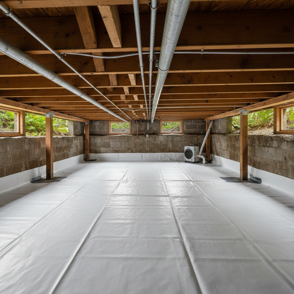 Completed crawl space water removal work at a residential property in Bothell, WA