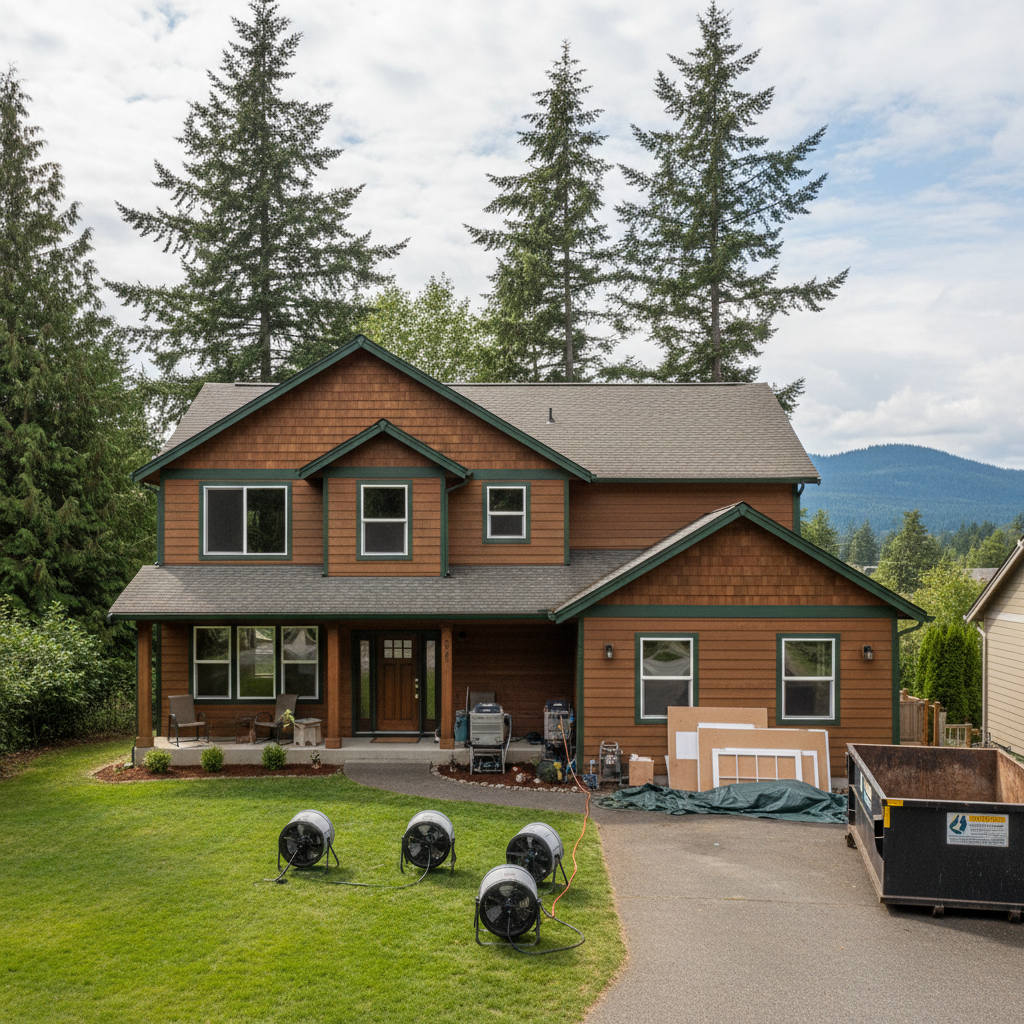 Completed emergency water cleanup work at a residential property in Granite Falls, WA
