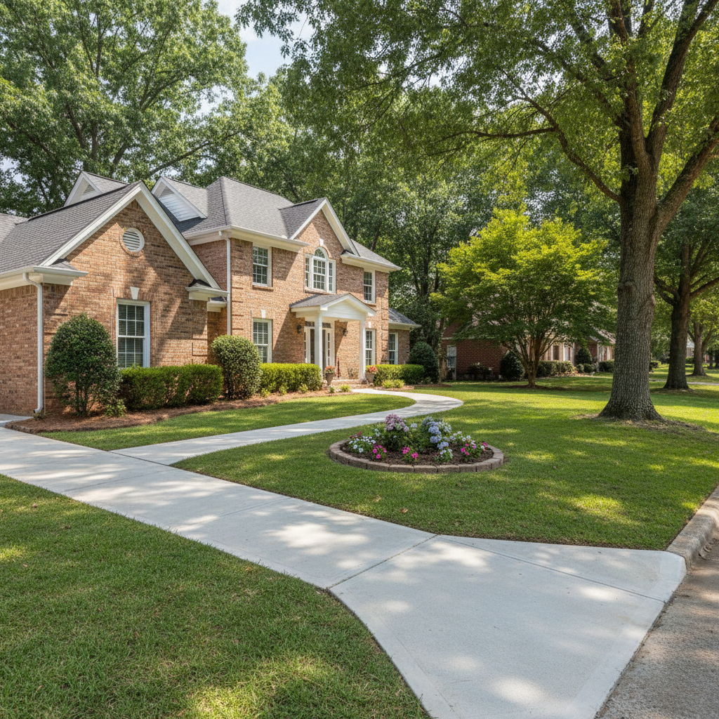 Completed concrete sidewalks work at a residential property in Decatur, AL
