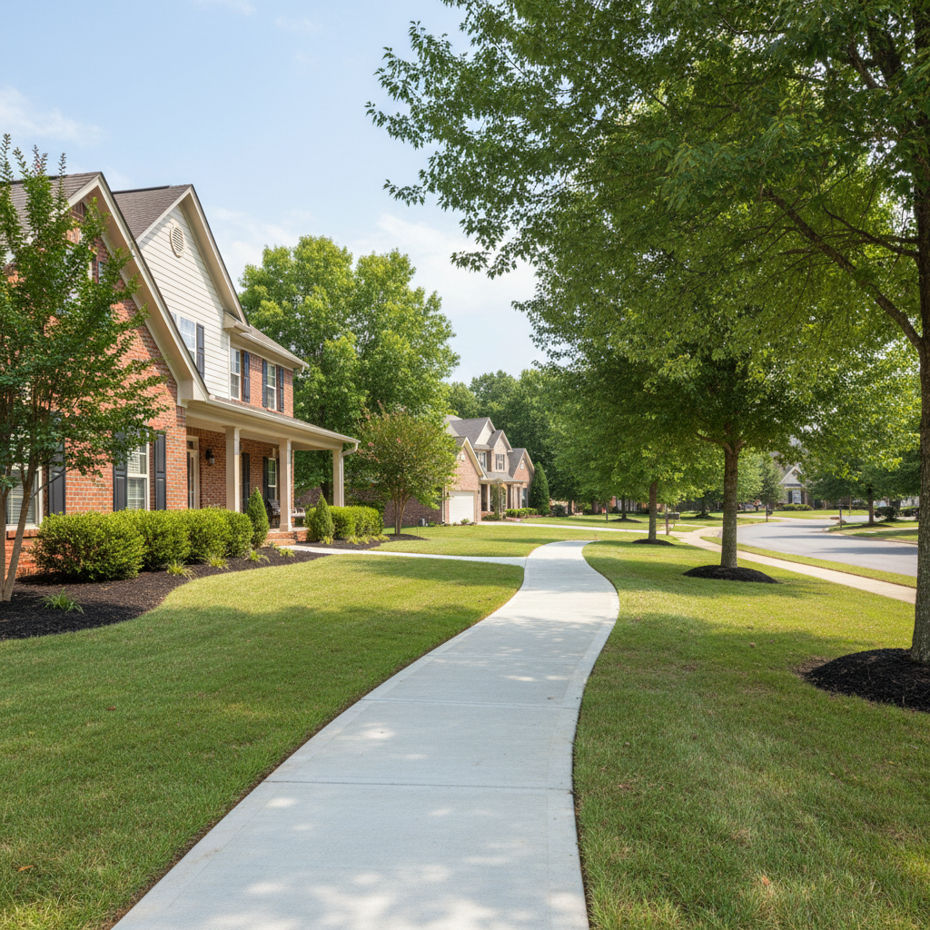 Completed concrete sidewalks work at a residential property in Decatur, AL