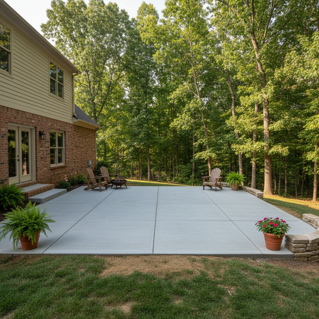 Completed concrete patios work at a residential property in Madison, AL