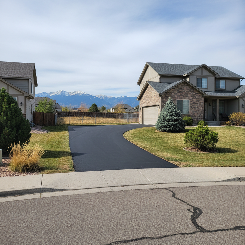 Completed driveway paving work at a residential property in Northglenn, CO