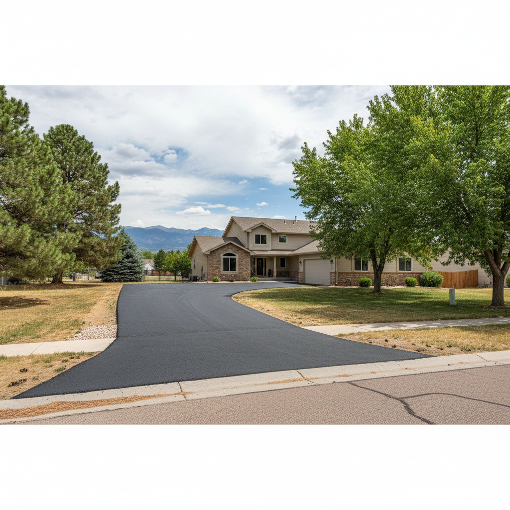 Completed driveway paving work at a residential property in Northglenn, CO