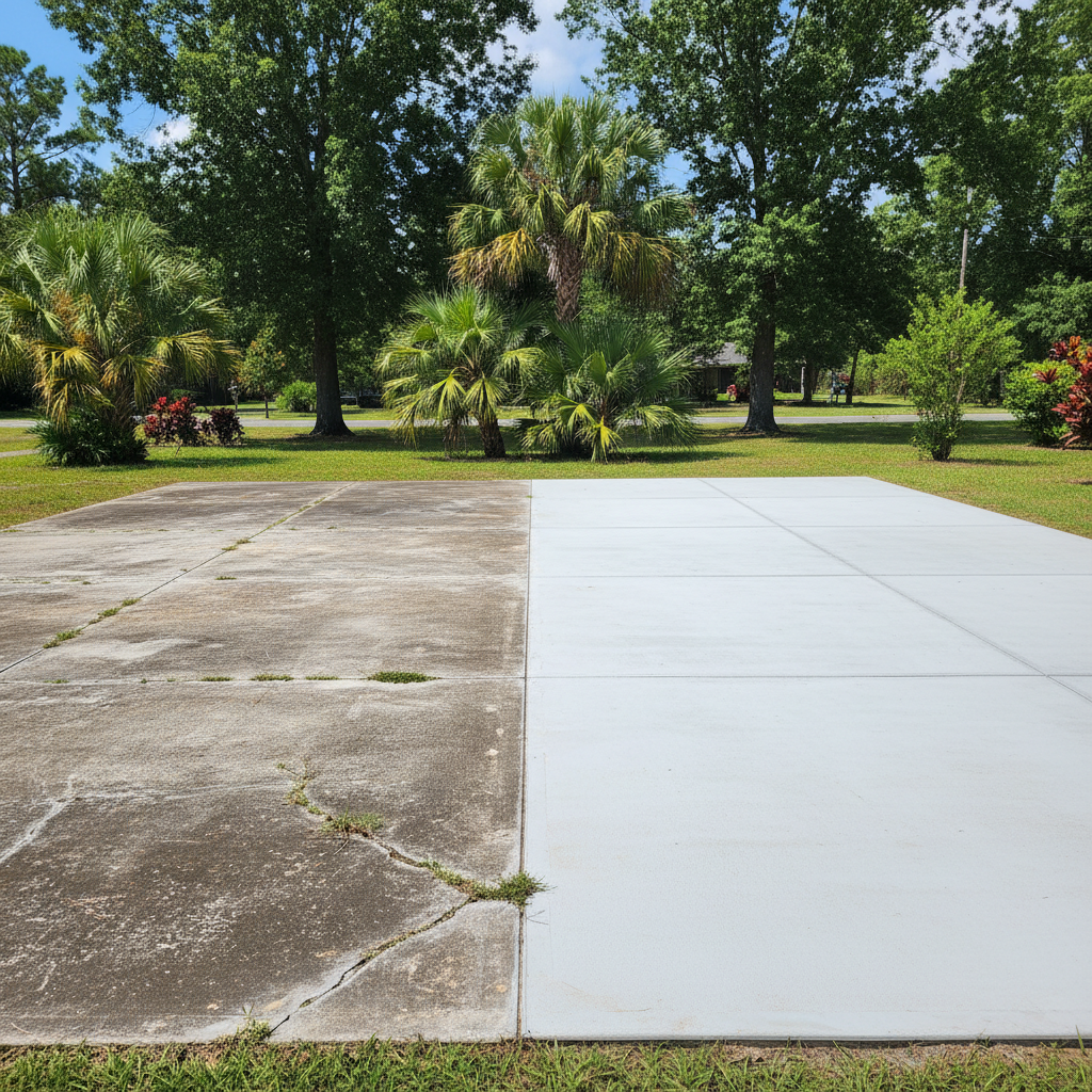 Completed concrete flatwork work at a residential property in Mobile, AL