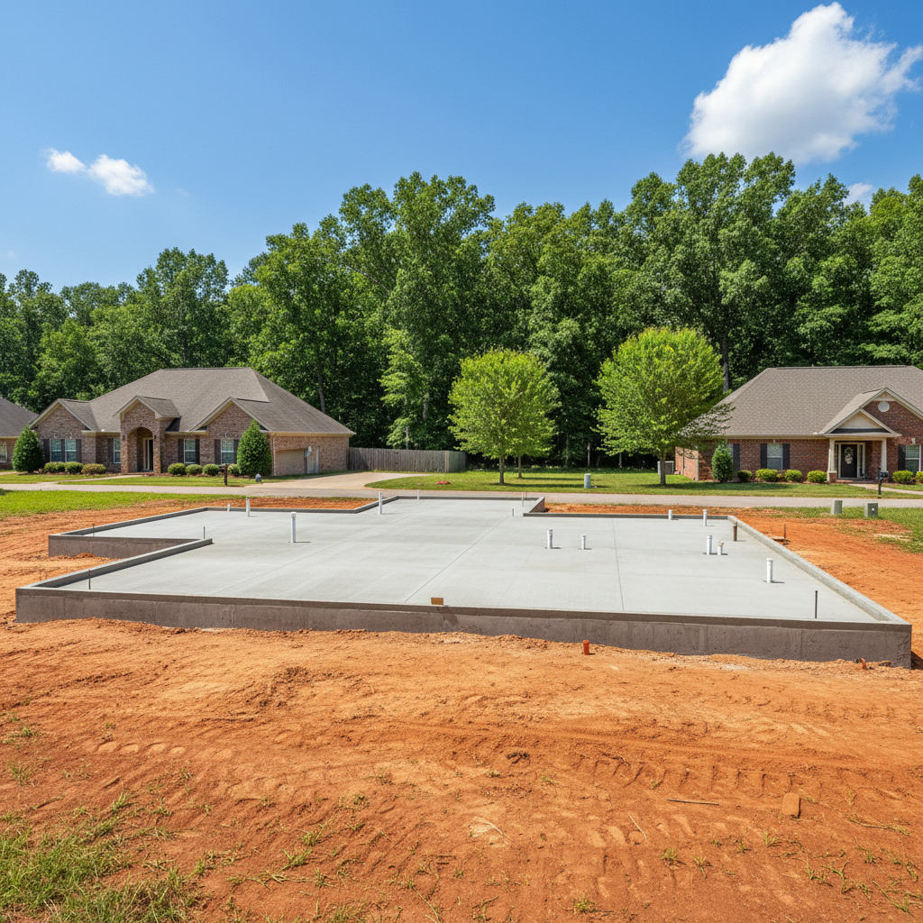 Completed concrete foundations work at a residential property in Dothan, AL