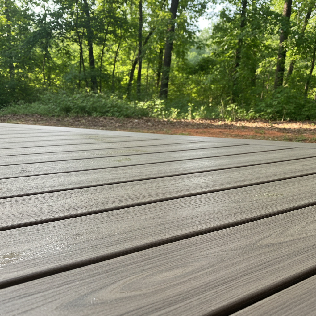 Completed trex decks work at a residential property in Clio, AL