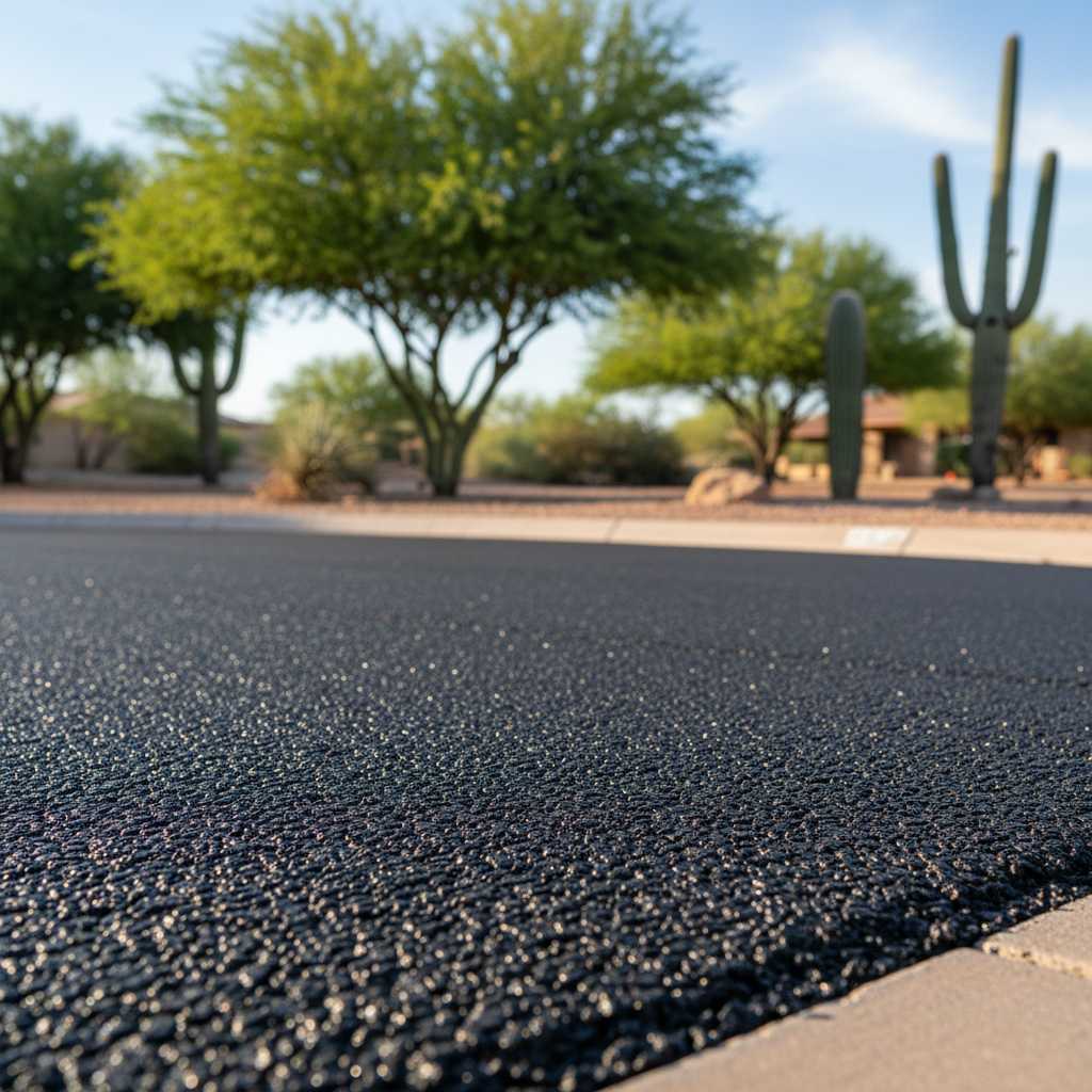 Completed parking lot paving work at a residential property in Mesa, AZ
