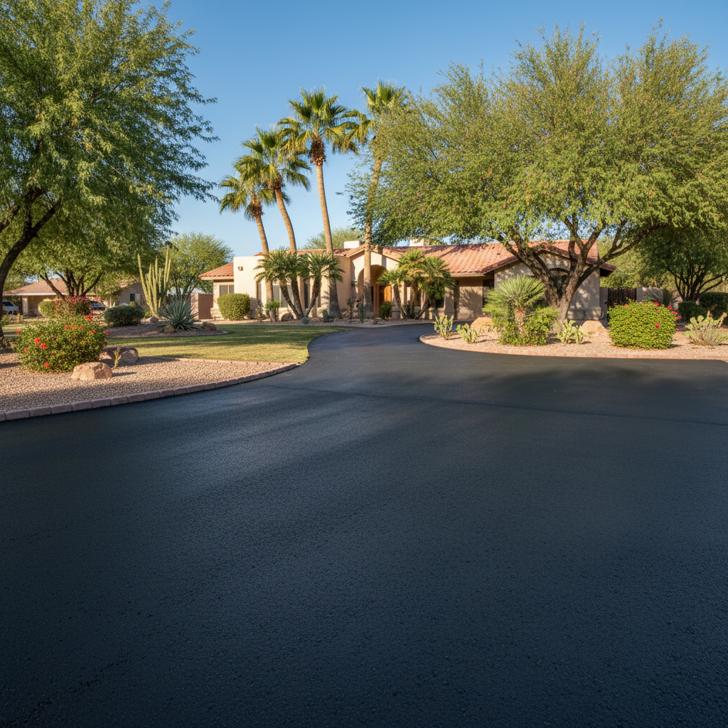 Completed asphalt paving work at a residential property in Mesa, AZ