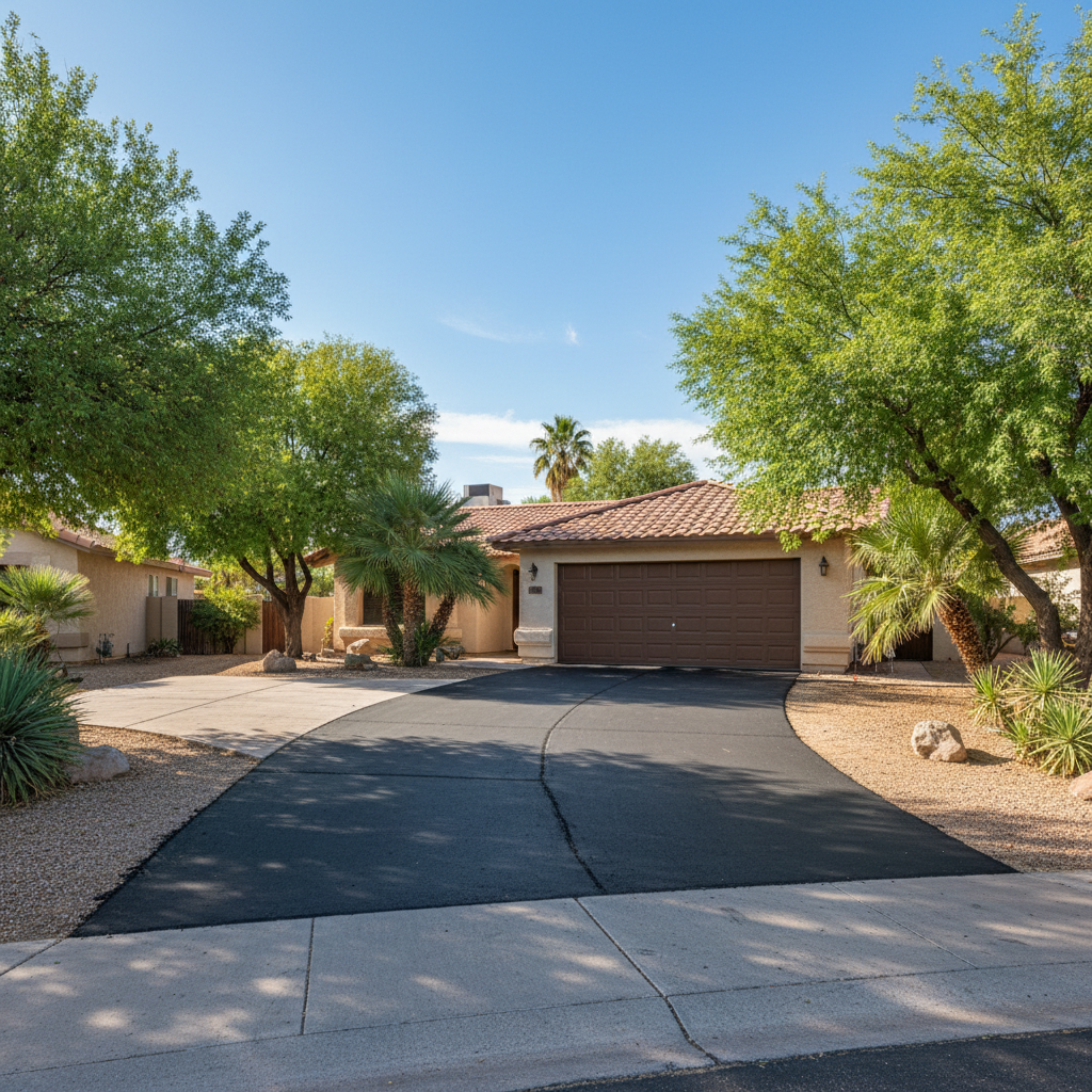 Completed asphalt patching work at a residential property in Phoenix, AZ