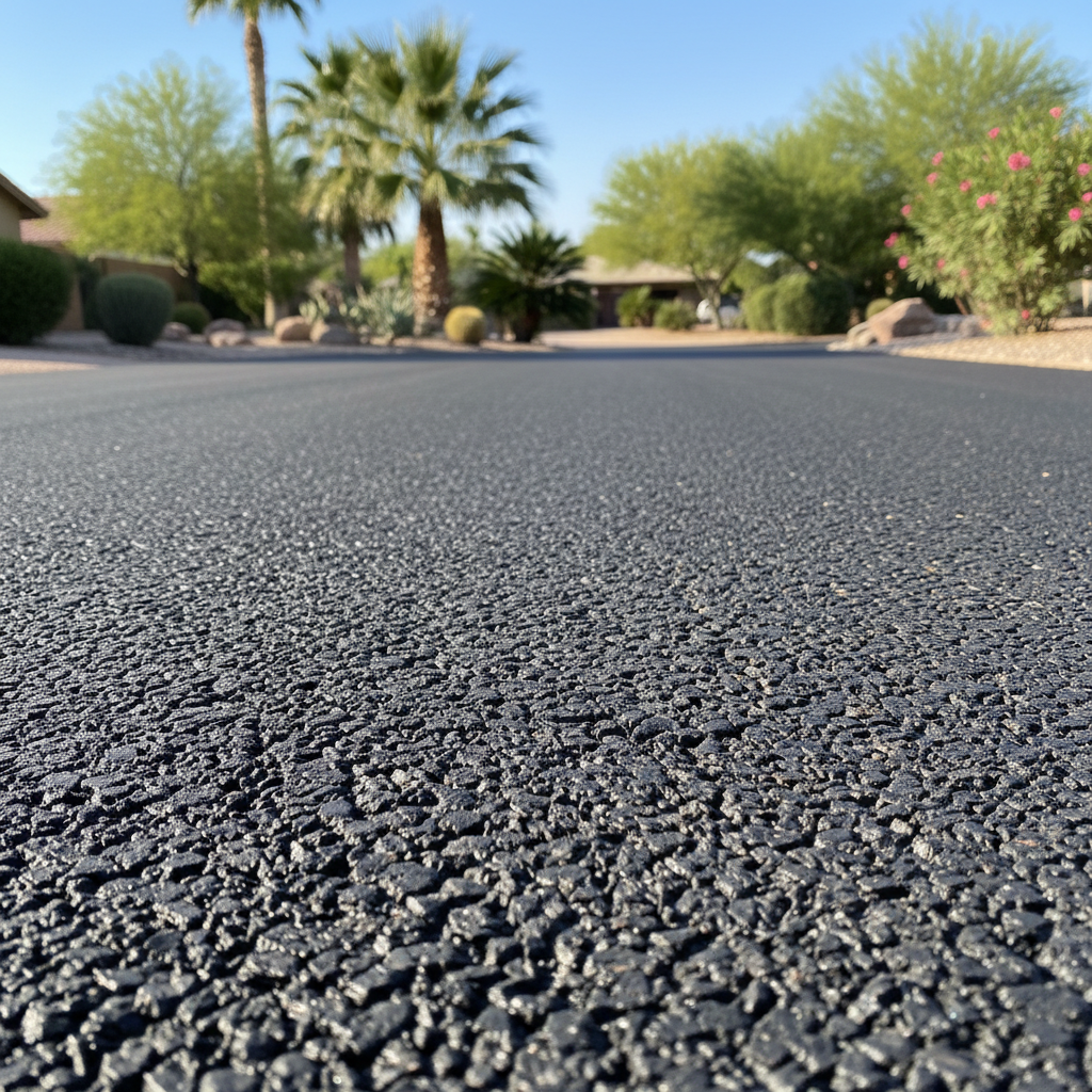 Completed driveway paving work at a residential property in Phoenix, AZ