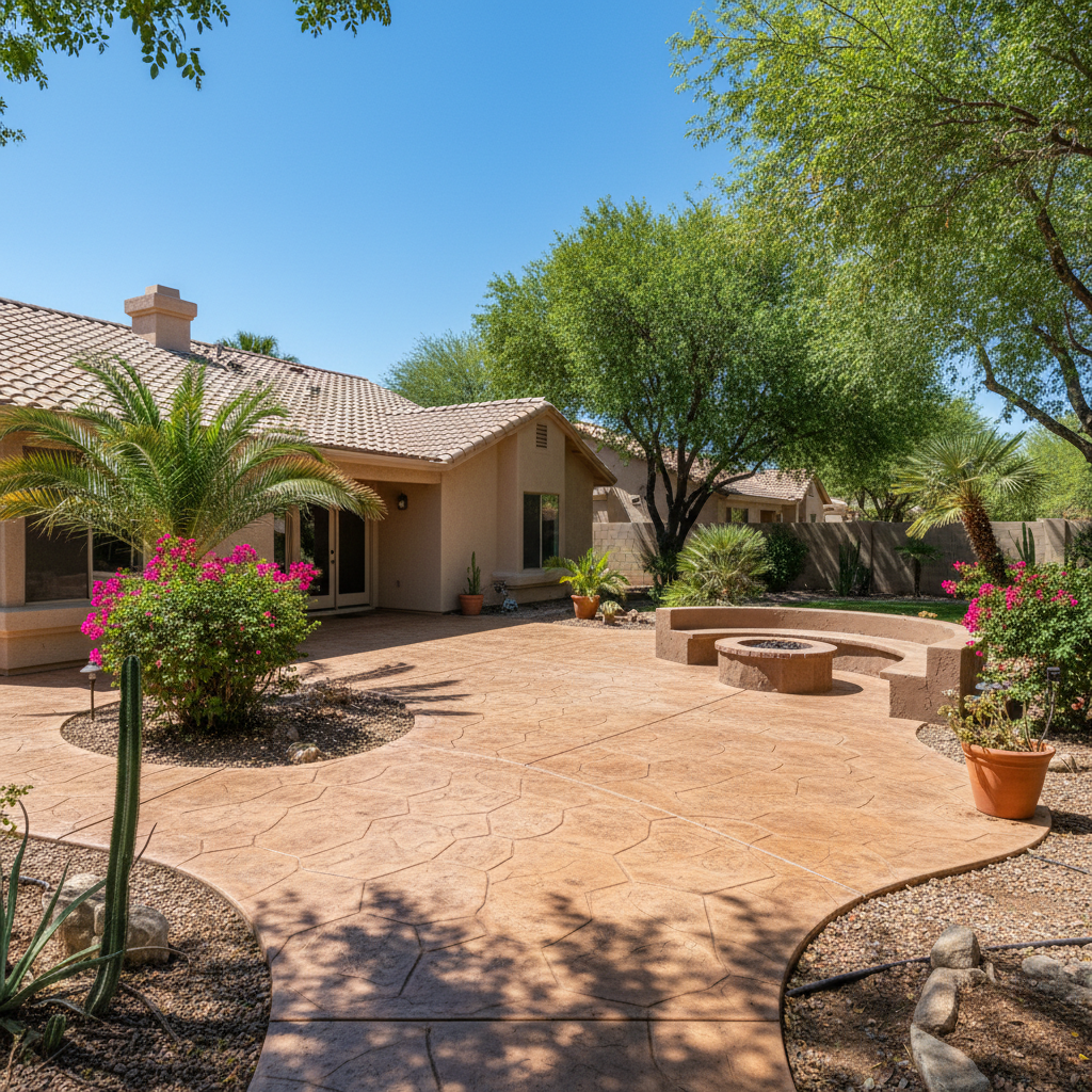 Completed concrete installation work at a residential property in Avondale, AZ