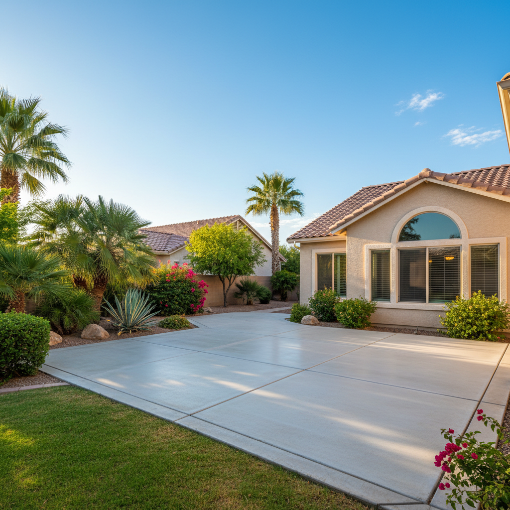 Completed concrete installation work at a residential property in Avondale, AZ